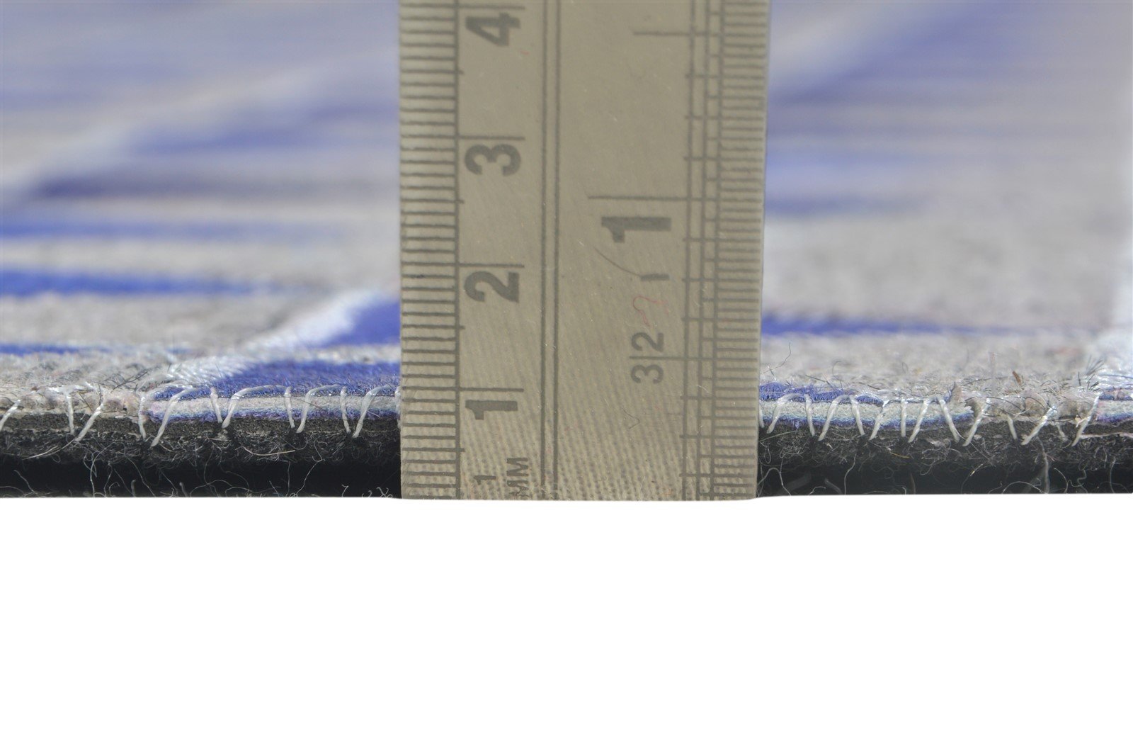 Blue Leather / Cotton Rug 6X6 Modern Hand Woven Scandinavian Triangles Room Size 7864936530069
