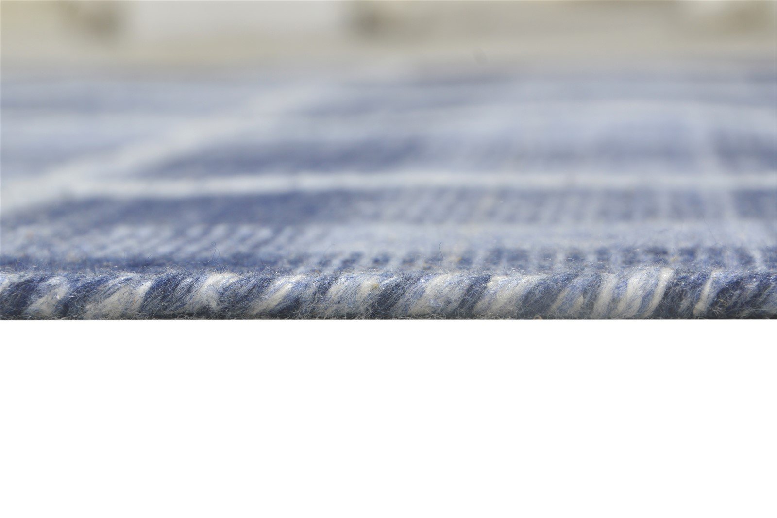 Blue Pet Yarn Rug 5' X 7' Modern Handloom Scandinavian Plaids Room Size Carpet 7864230412437