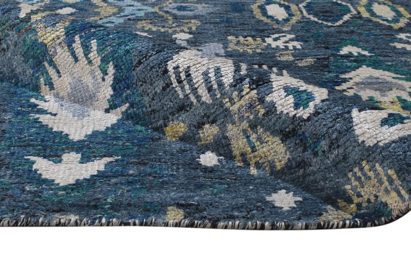 Blue Silk Rug 5' X 8' Persian Hand Knotted Oriental Ikat Room Size Carpet 7864905695381
