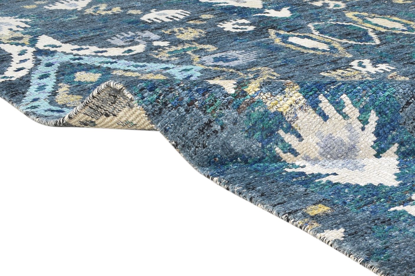 Blue Silk Rug 5' X 8' Persian Hand Knotted Oriental Ikat Room Size Carpet 7864905695381