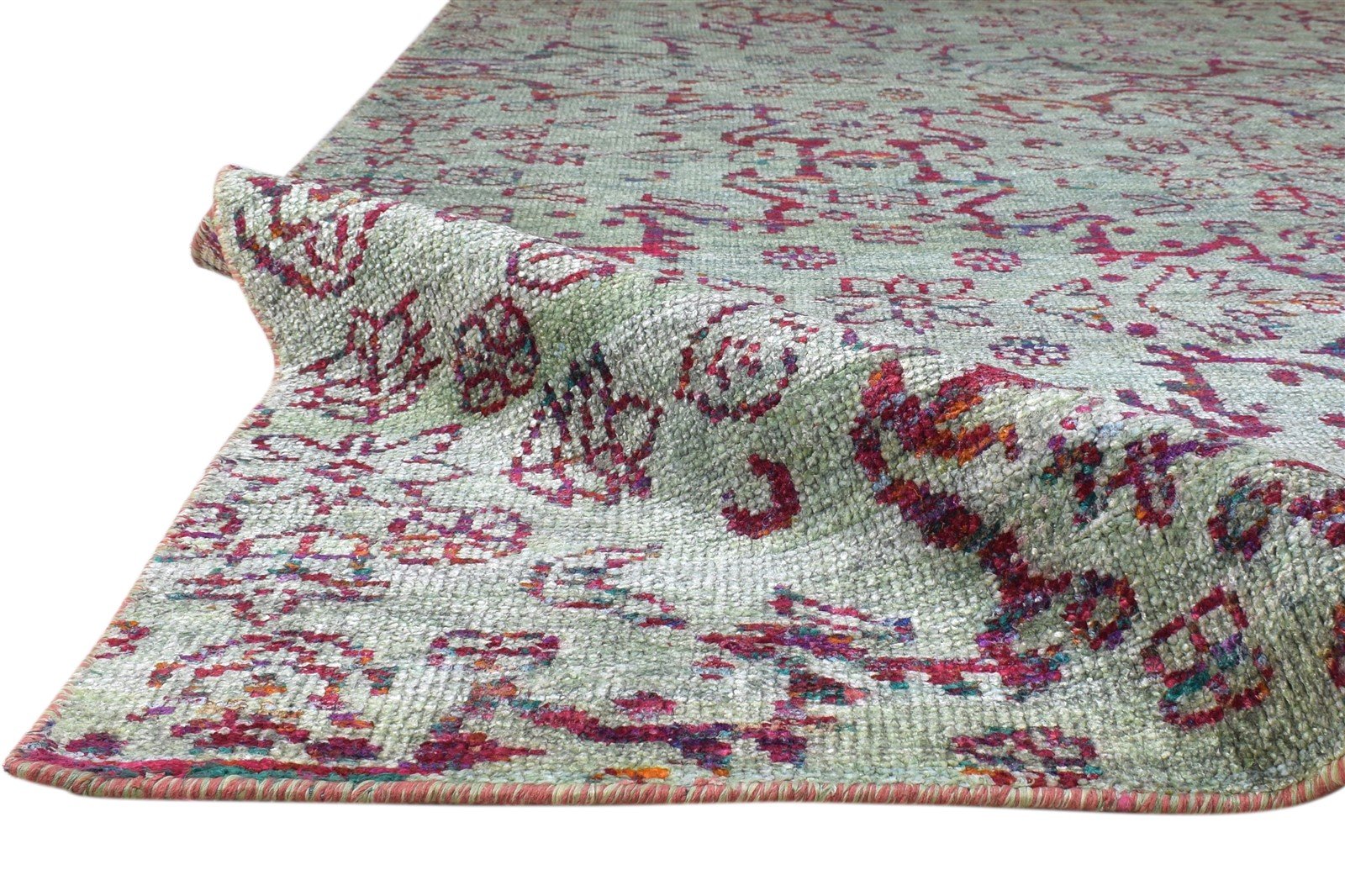 Blue Silk Rug 7' X 10' Modern Hand Knotted Moroccan Trellis Large Carpet 7860694712469