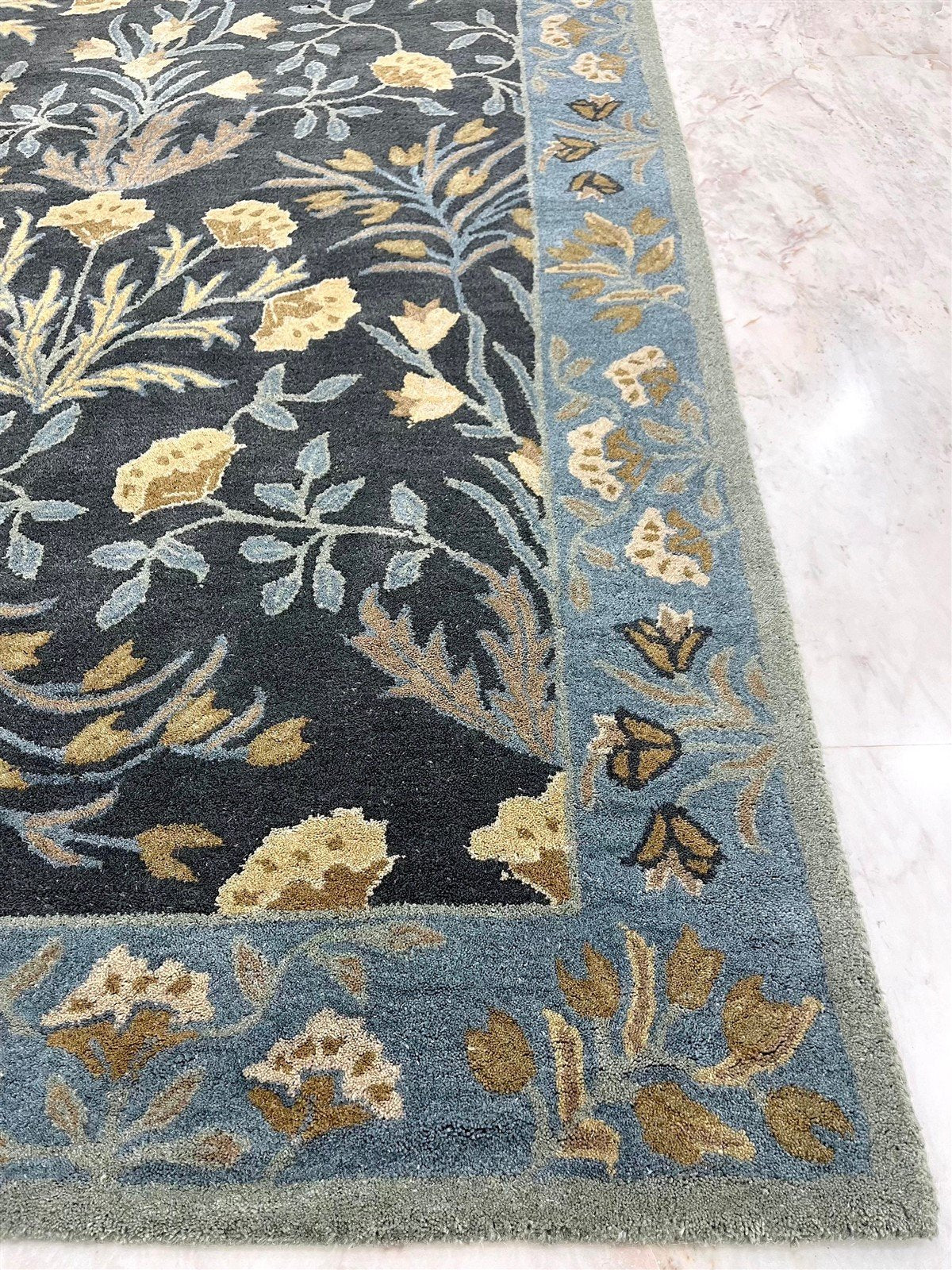 Blue Wool Persian Floral Rug 8633093128341