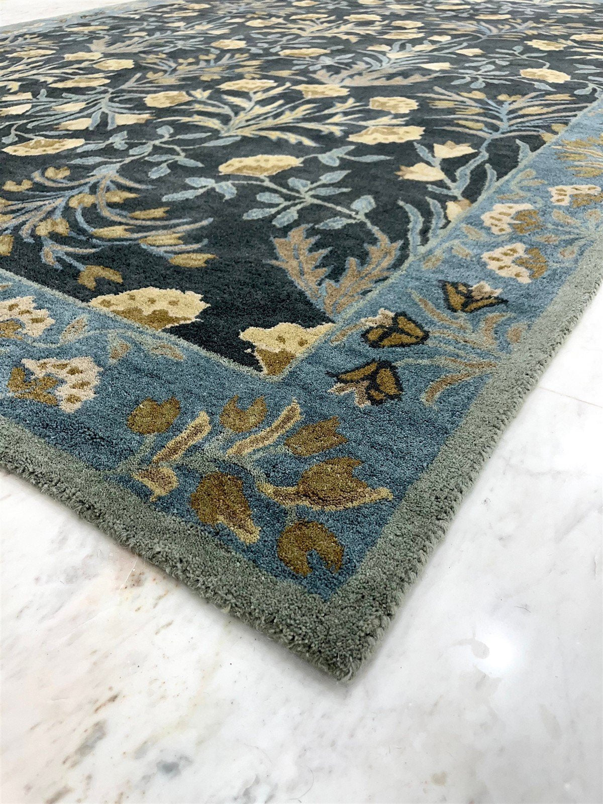Blue Wool Persian Floral Rug 8633093128341