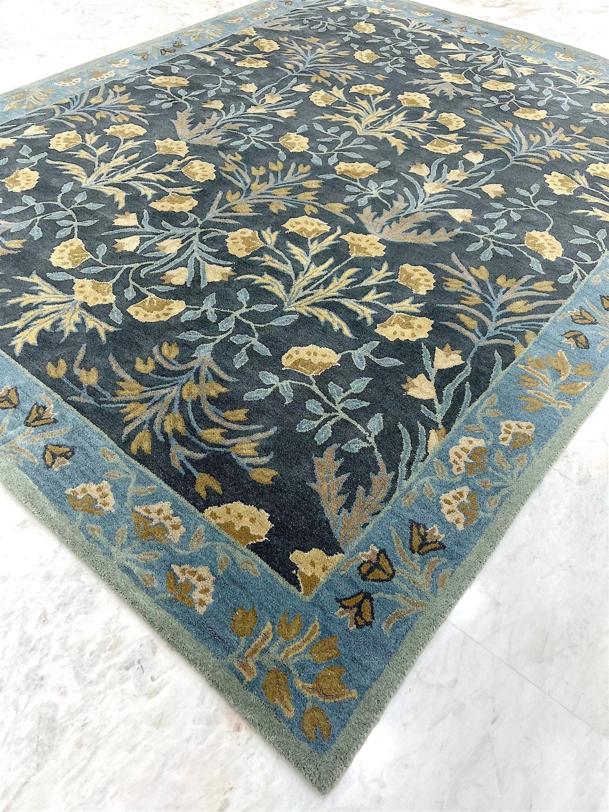 Blue Wool Persian Floral Rug 8633093128341