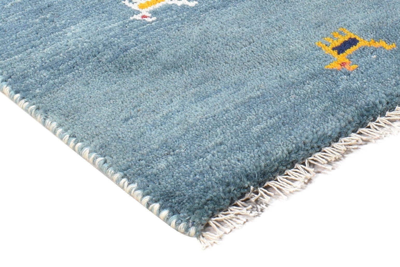 Blue Wool Rug 1' X 2' Southwestern Hand Knotted American Tribal Small Carpet 7865090670741