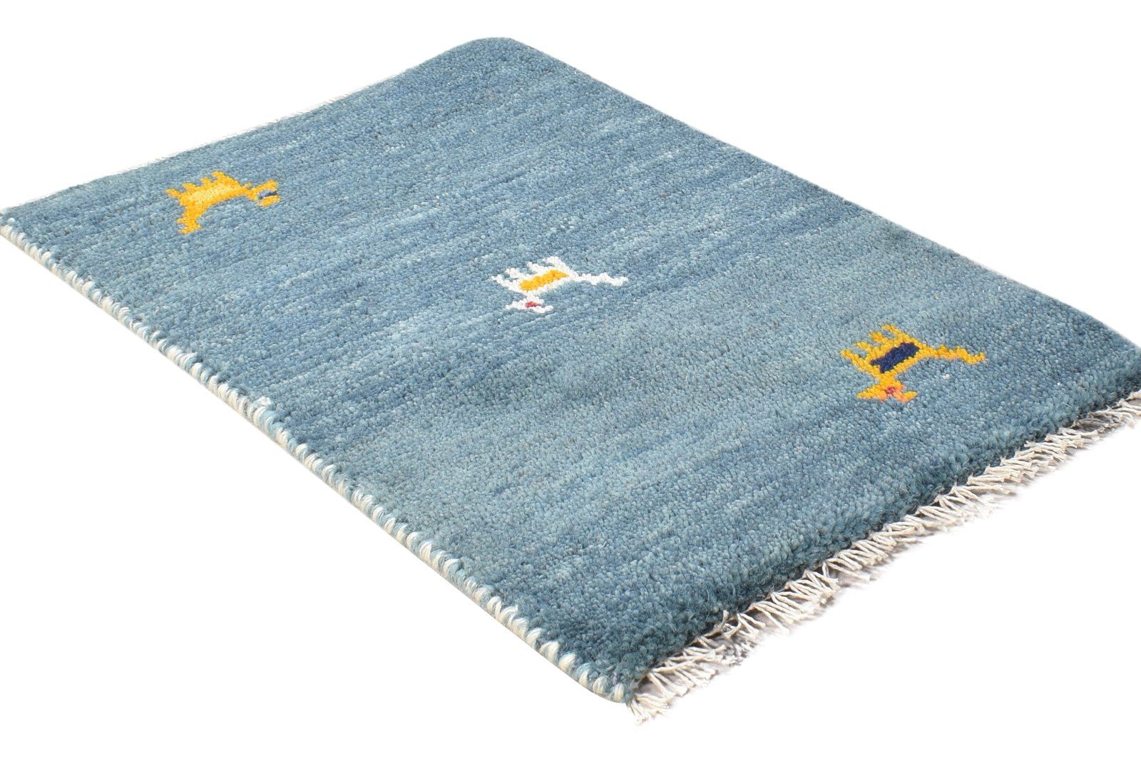 Blue Wool Rug 1' X 2' Southwestern Hand Knotted American Tribal Small Carpet 7865090670741