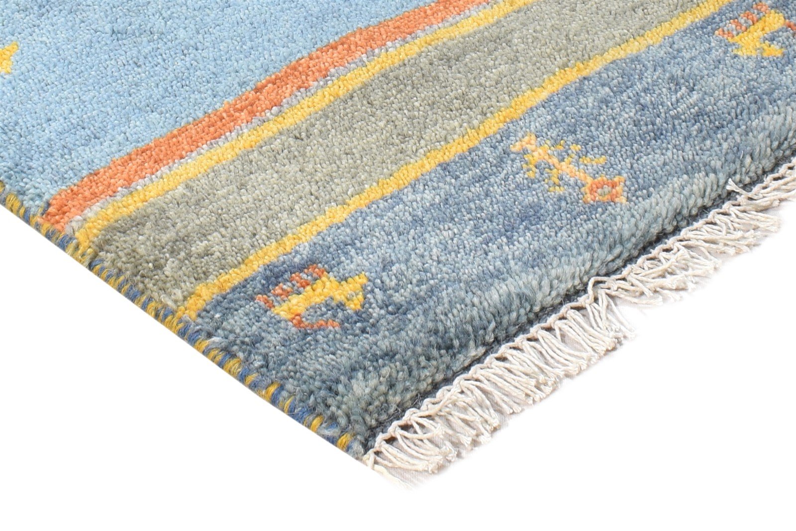 Blue Wool Rug 1' X 2' Southwestern Hand Knotted American Tribal Small Carpet 7865057968277