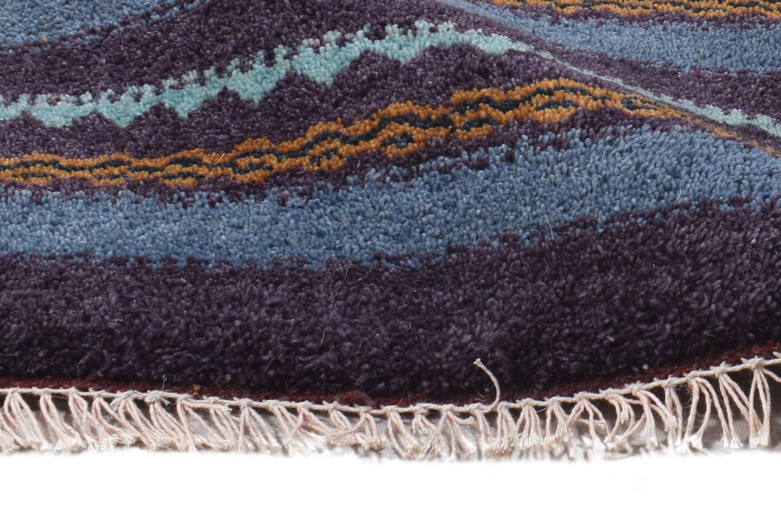 Blue Wool Rug 1' X 2' Southwestern Hand Knotted Gabbeh Tribal Small Carpet 7865099059349