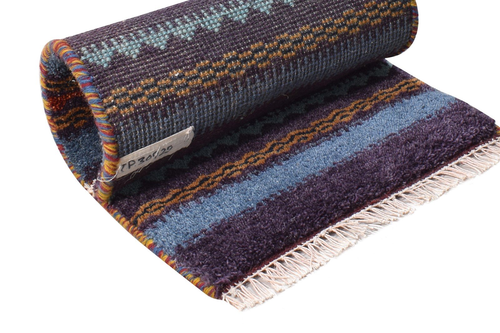 Blue Wool Rug 1' X 2' Southwestern Hand Knotted Gabbeh Tribal Small Carpet 7865099059349