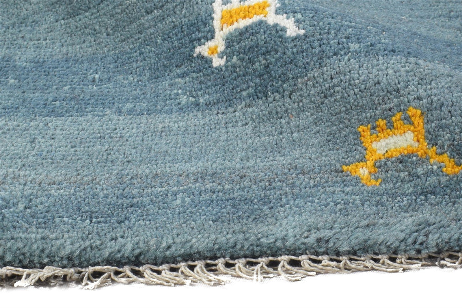 Blue Wool Rug 1' X 2' Tribal Hand Knotted Gabbeh Southwestern Small Carpet 7864505041045