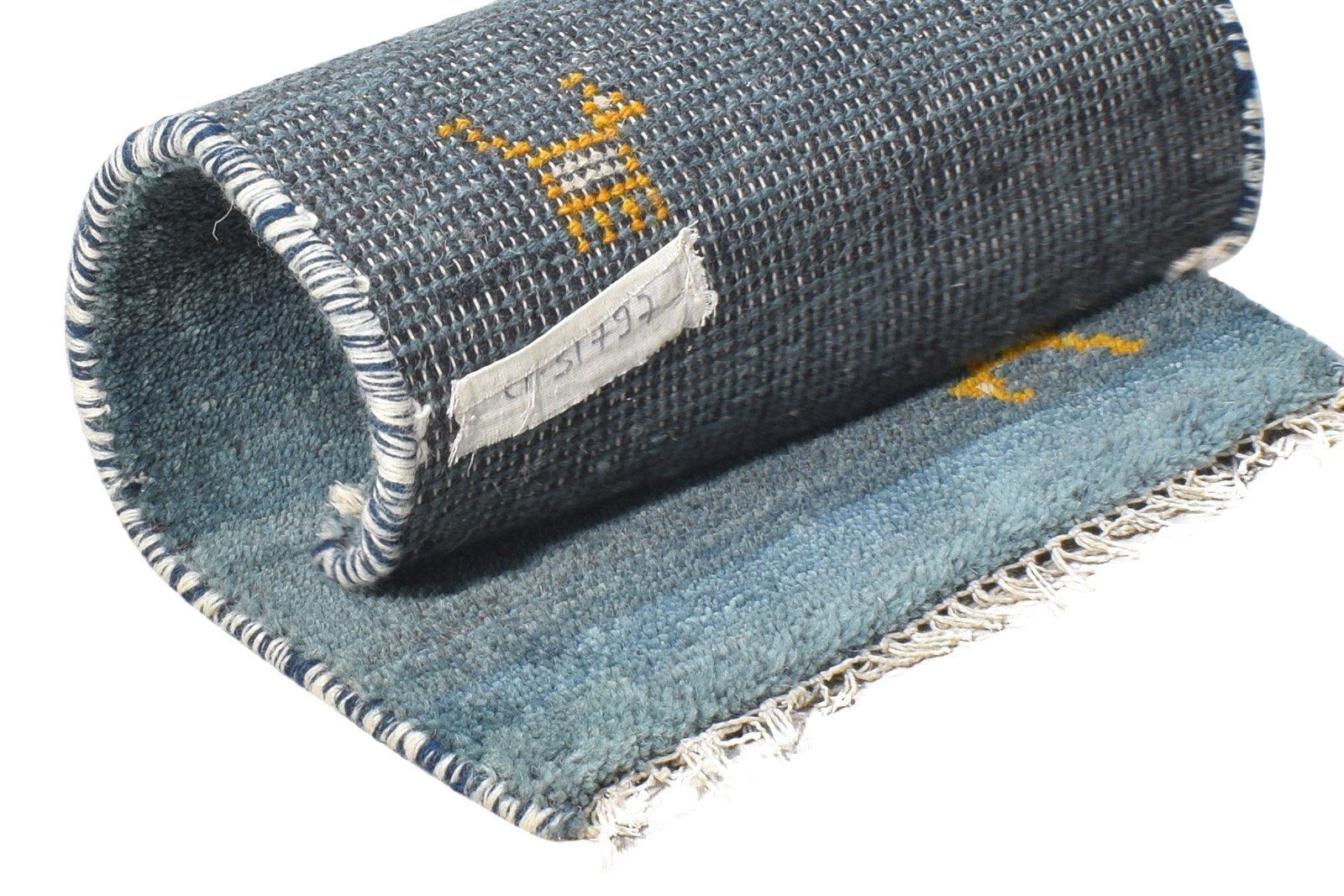 Blue Wool Rug 1' X 2' Tribal Hand Knotted Gabbeh Southwestern Small Carpet 7864505041045