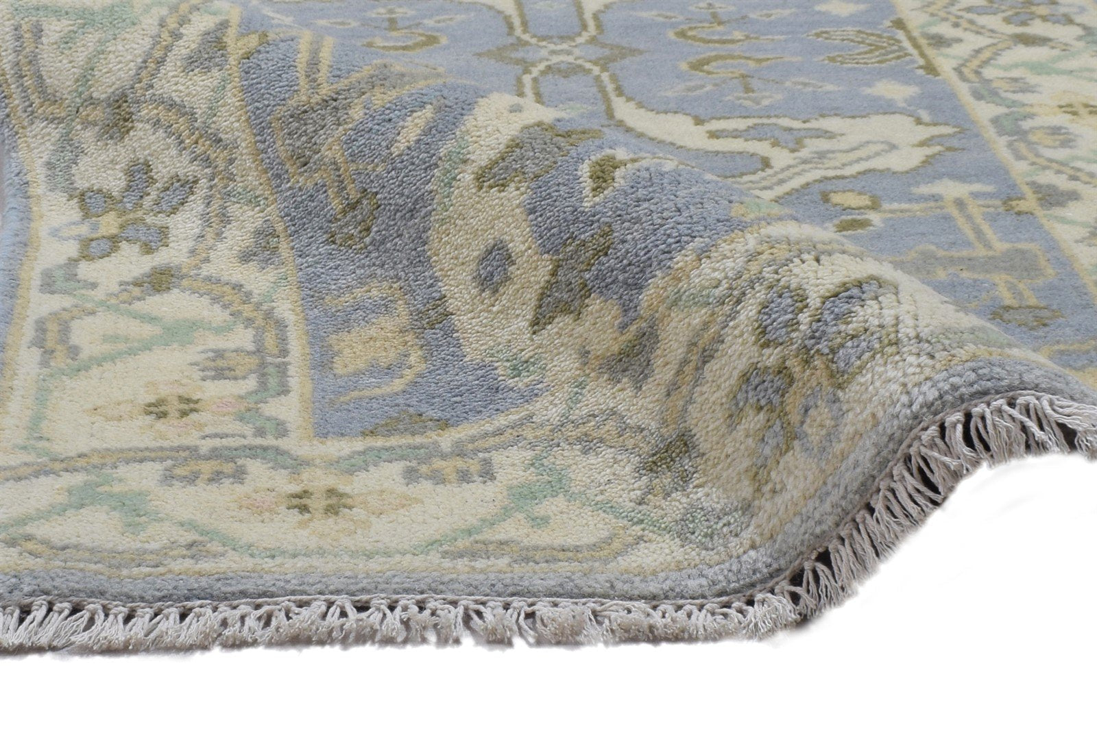 Blue Wool Rug 2'6 X 8' Persian Hand Knotted Oushak Oriental Small Runner 7864830001301
