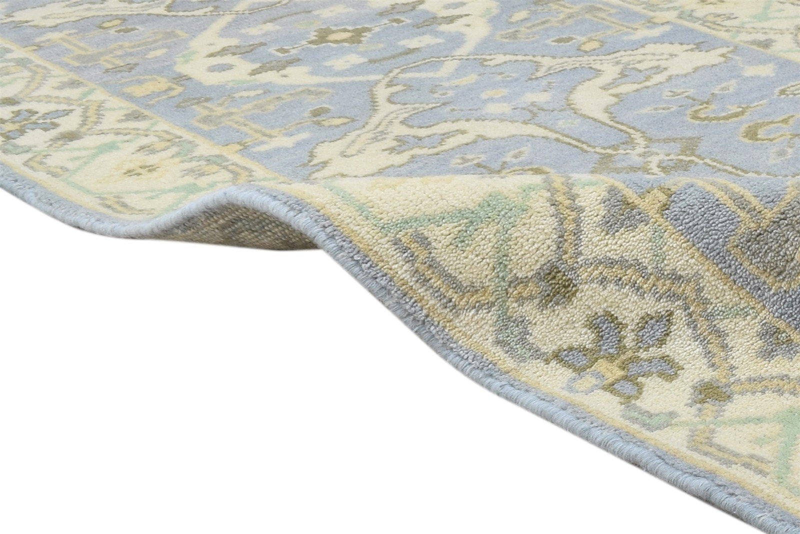 Blue Wool Rug 2'6 X 8' Persian Hand Knotted Oushak Oriental Small Runner 7864830001301