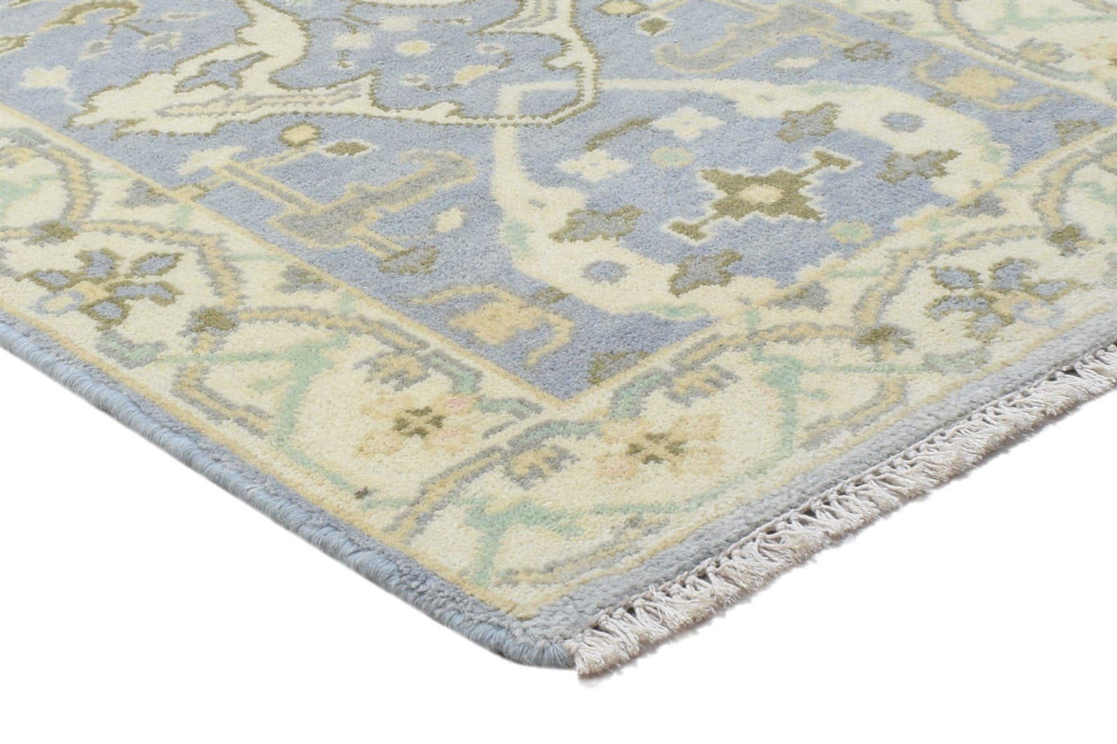 Blue Wool Rug 2'6 X 8' Persian Hand Knotted Oushak Oriental Small Runner 7864830001301
