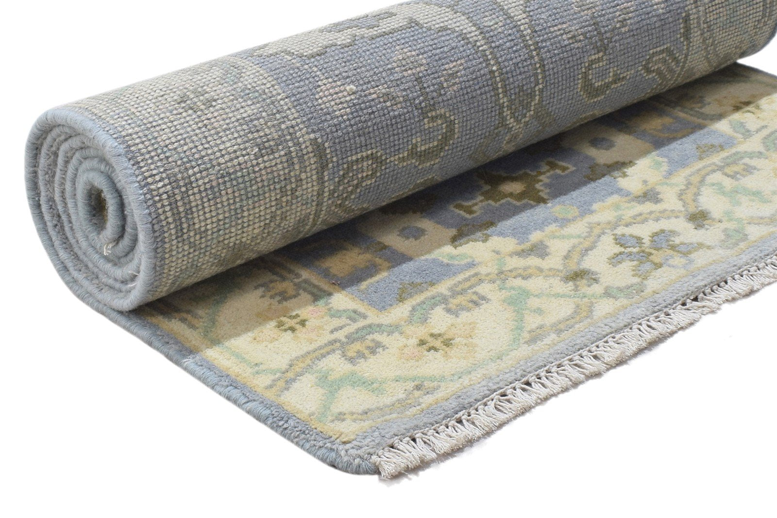Blue Wool Rug 2'6 X 8' Persian Hand Knotted Oushak Oriental Small Runner 7864830001301