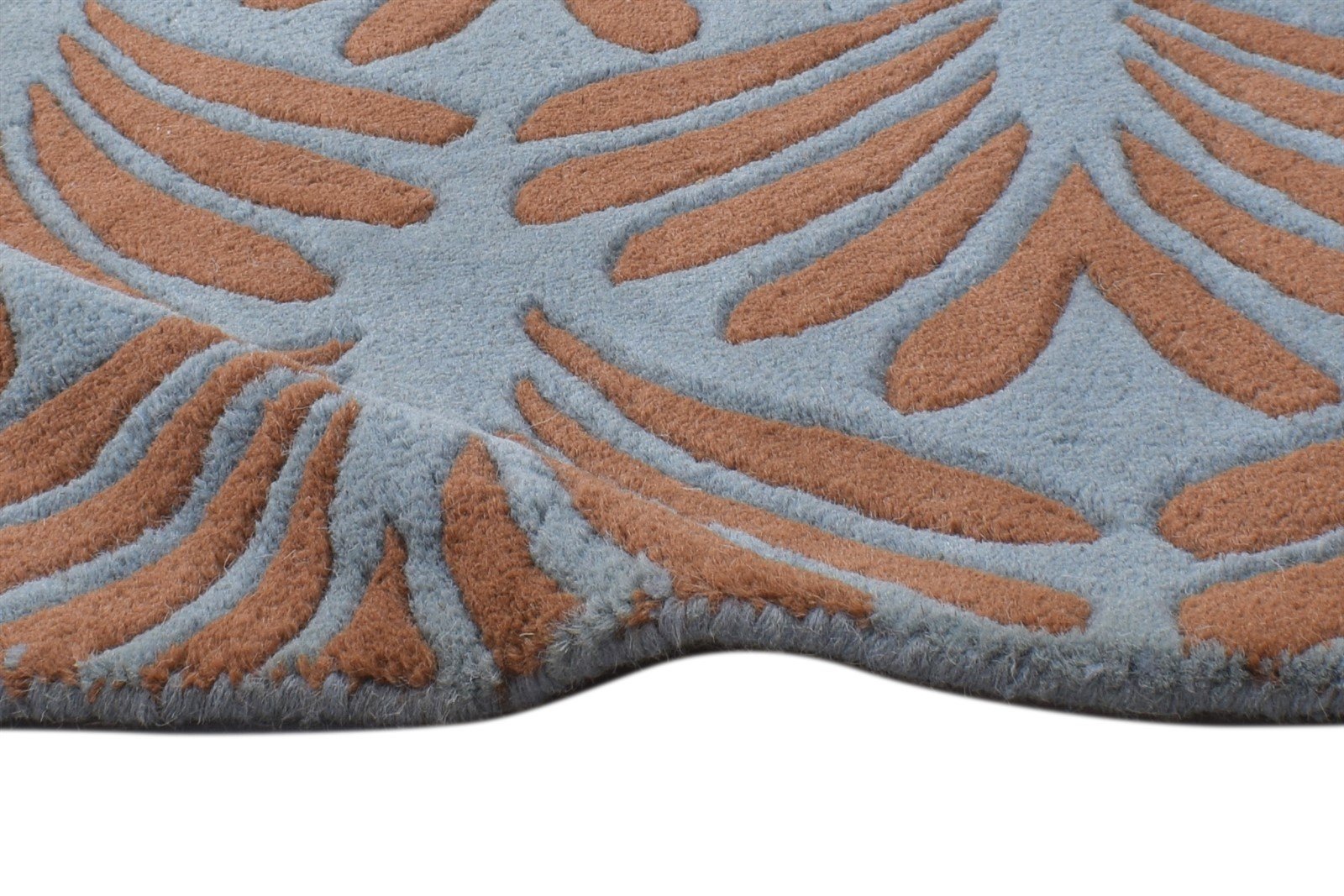 Blue Wool Rug 2' X 2' Modern Hand Tufted French Floral Small Carpet 7864125259925