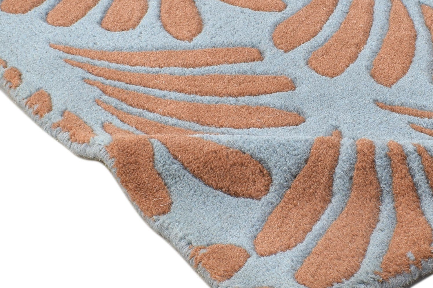 Blue Wool Rug 2' X 2' Modern Hand Tufted French Floral Small Carpet 7864125259925