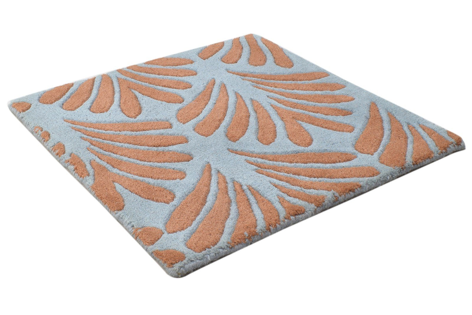 Blue Wool Rug 2' X 2' Modern Hand Tufted French Floral Small Carpet 7864125259925