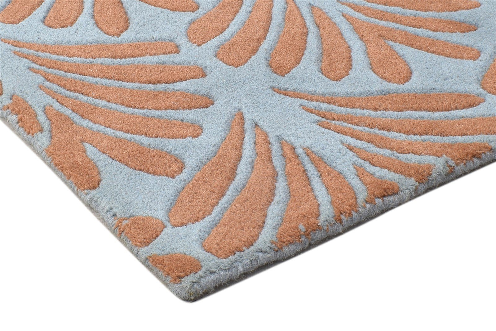 Blue Wool Rug 2' X 2' Modern Hand Tufted French Floral Small Carpet 7864125259925