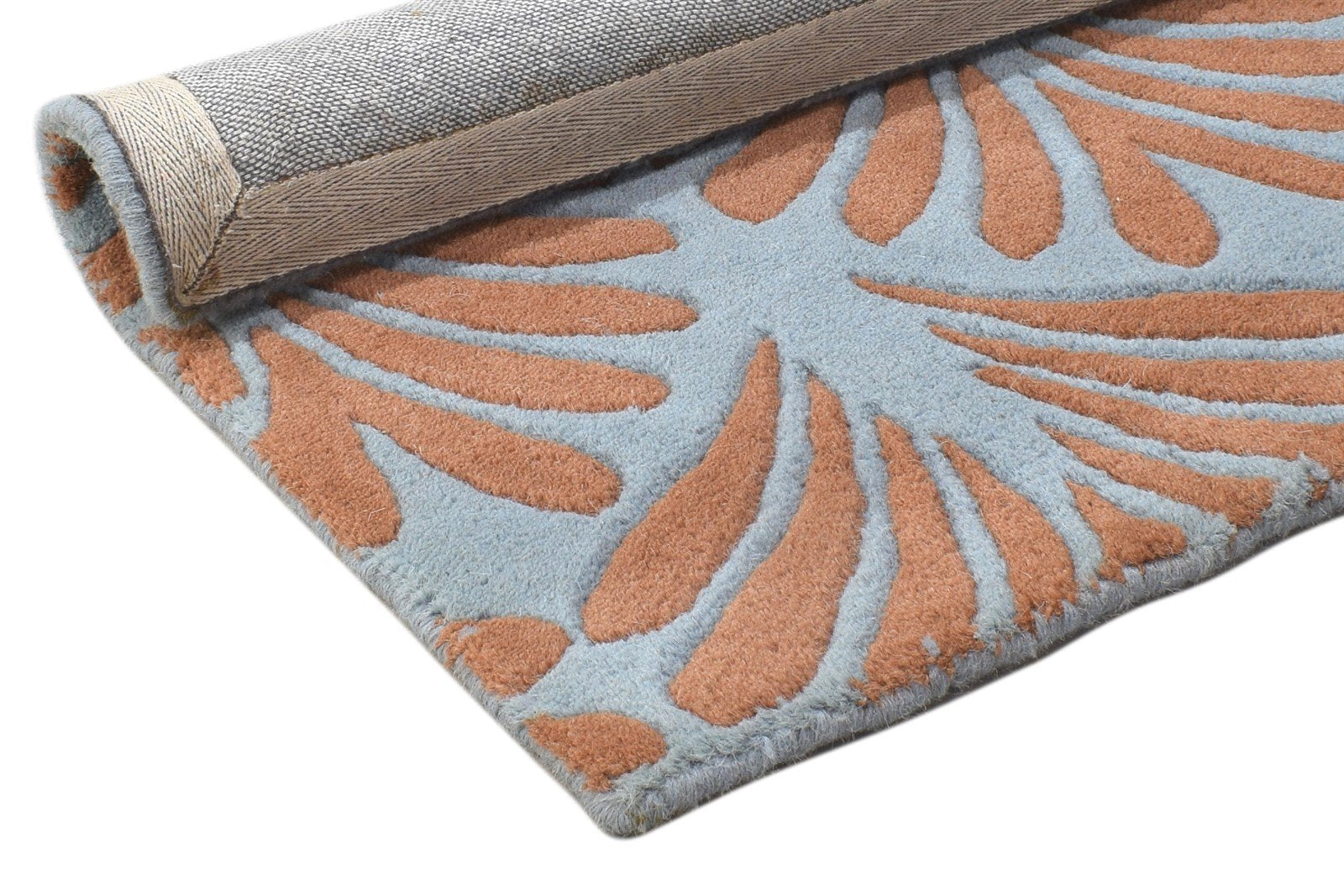 Blue Wool Rug 2' X 2' Modern Hand Tufted French Floral Small Carpet 7864125259925