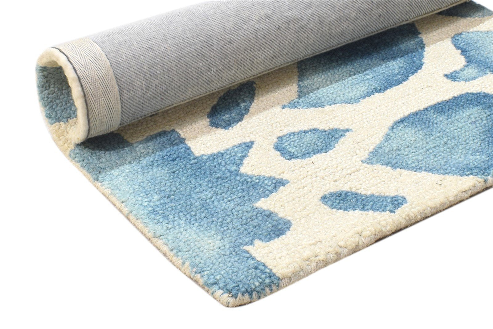 Blue Wool Rug 2' X 2' Modern Hand Tufted Moroccan Floral Small Carpet 7864125128853