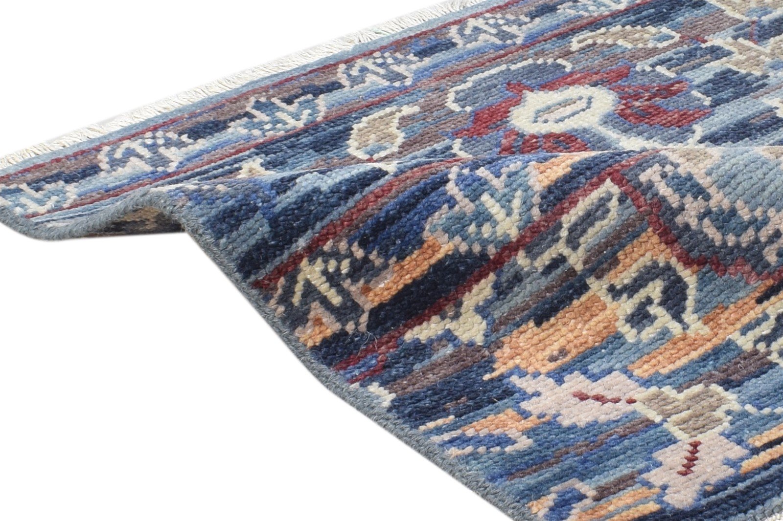 Blue Wool Rug 2' X 2' Persian Hand Knotted Khotan Oriental Small Carpet 7865156927637