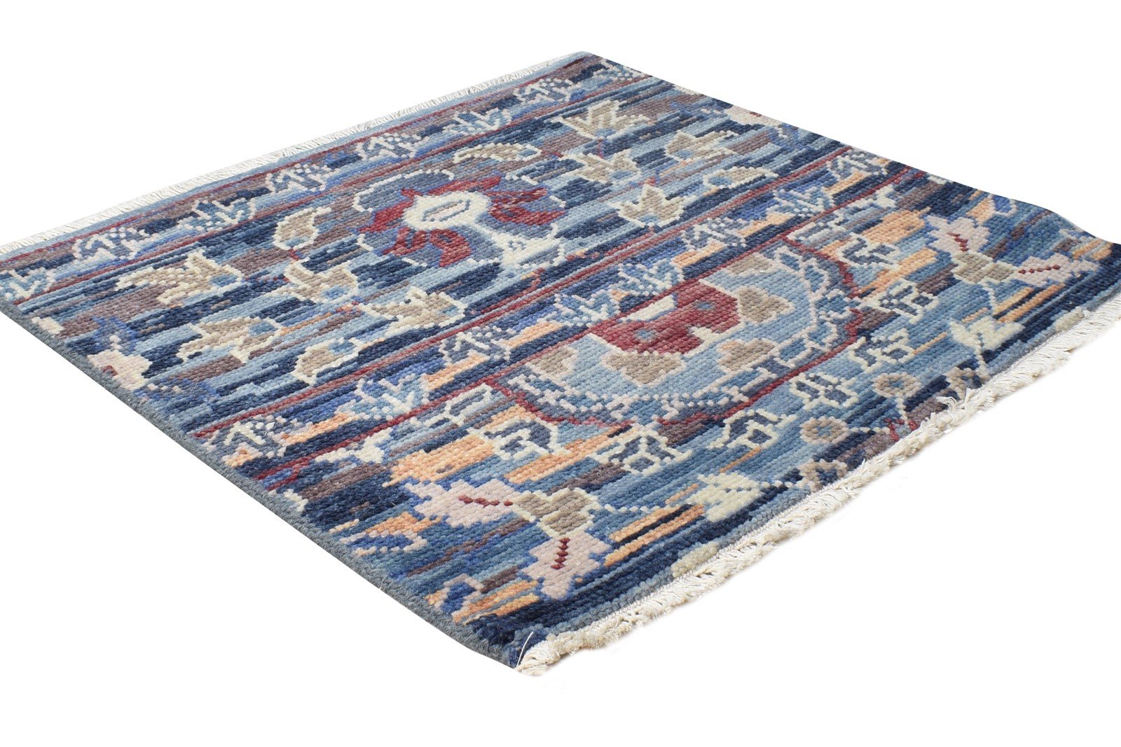 Blue Wool Rug 2' X 2' Persian Hand Knotted Khotan Oriental Small Carpet 7865156927637