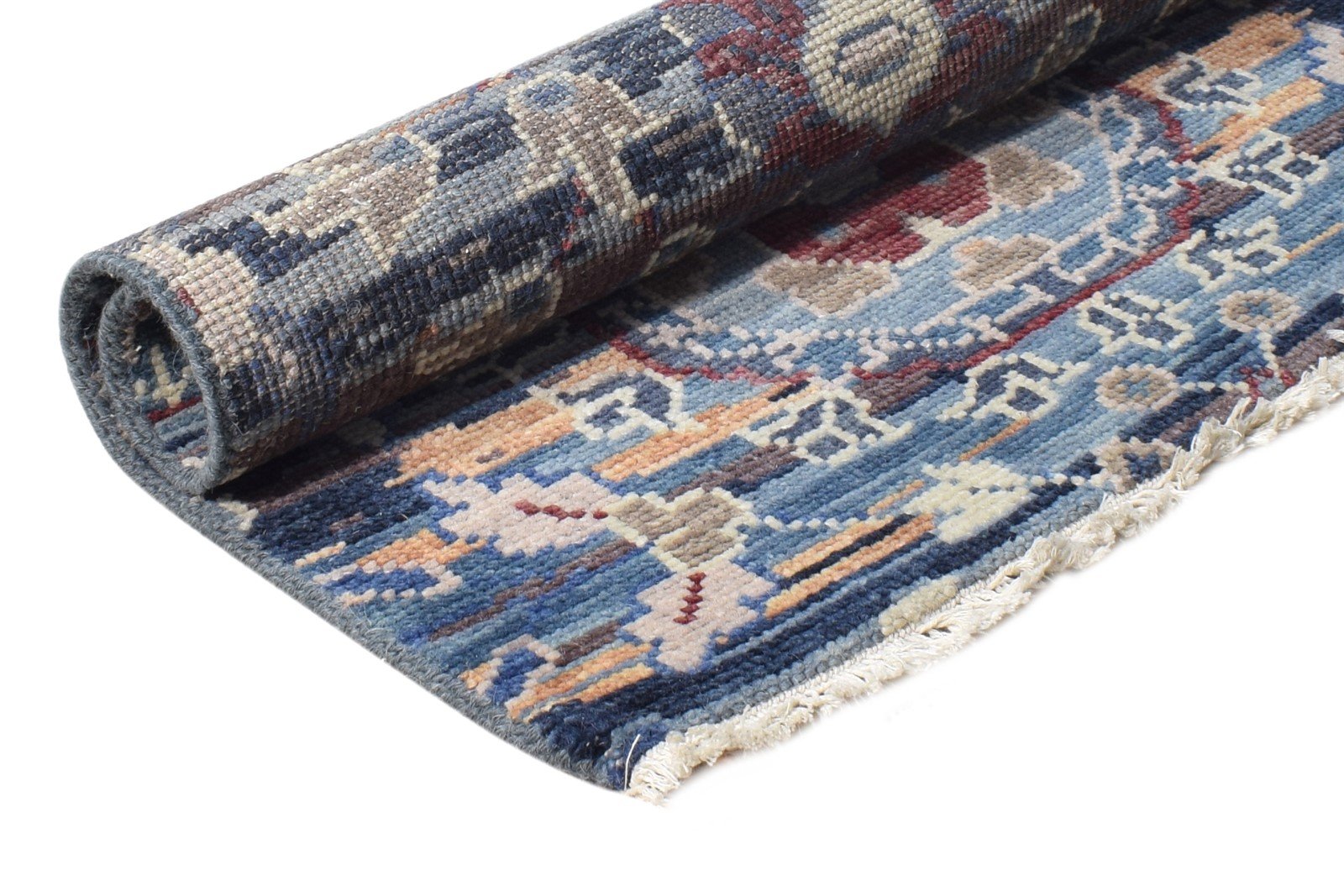 Blue Wool Rug 2' X 2' Persian Hand Knotted Khotan Oriental Small Carpet 7865156927637