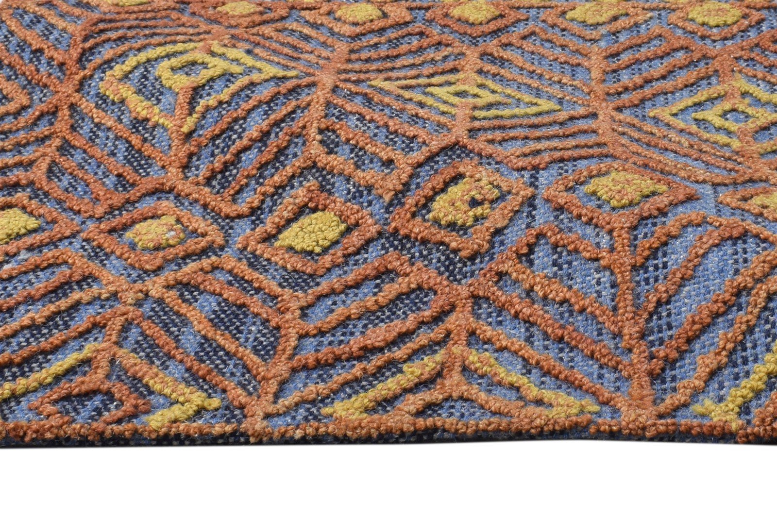 Blue Wool Rug 2' X 3' Modern Hand Tufted Scandinavian Nordic Small Carpet 7865179963541