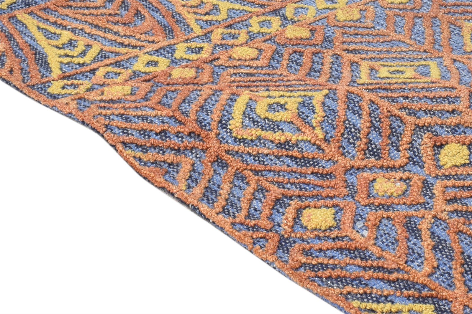 Blue Wool Rug 2' X 3' Modern Hand Tufted Scandinavian Nordic Small Carpet 7865179963541