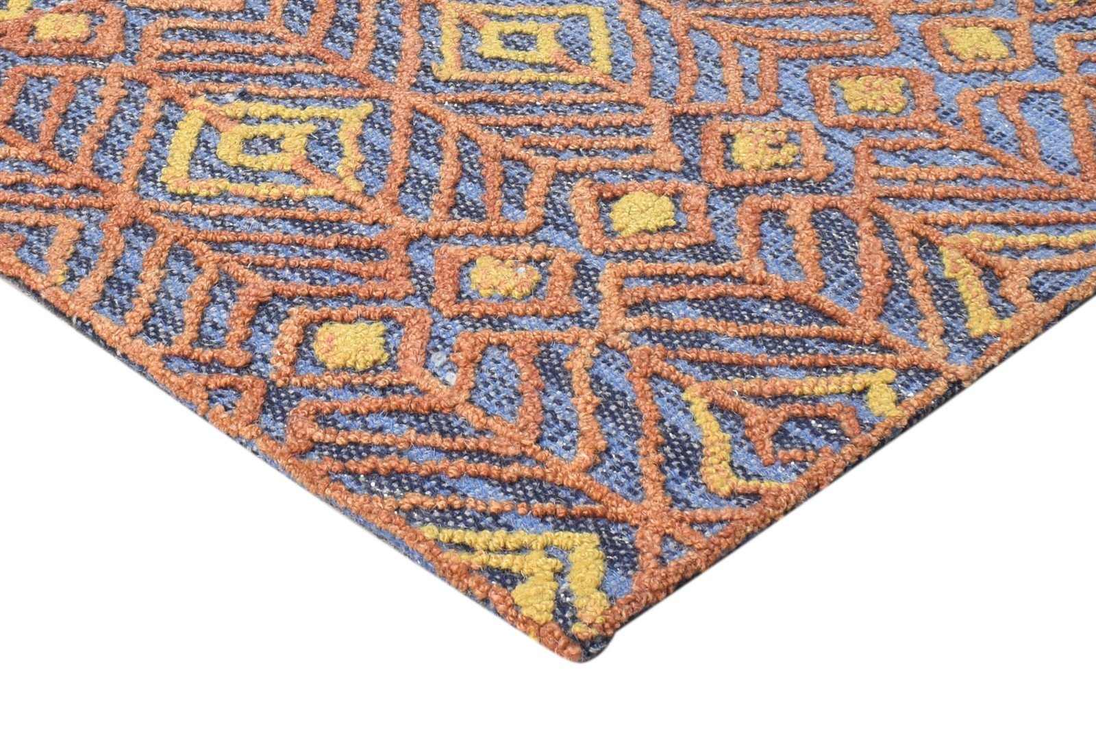 Blue Wool Rug 2' X 3' Modern Hand Tufted Scandinavian Nordic Small Carpet 7865179963541