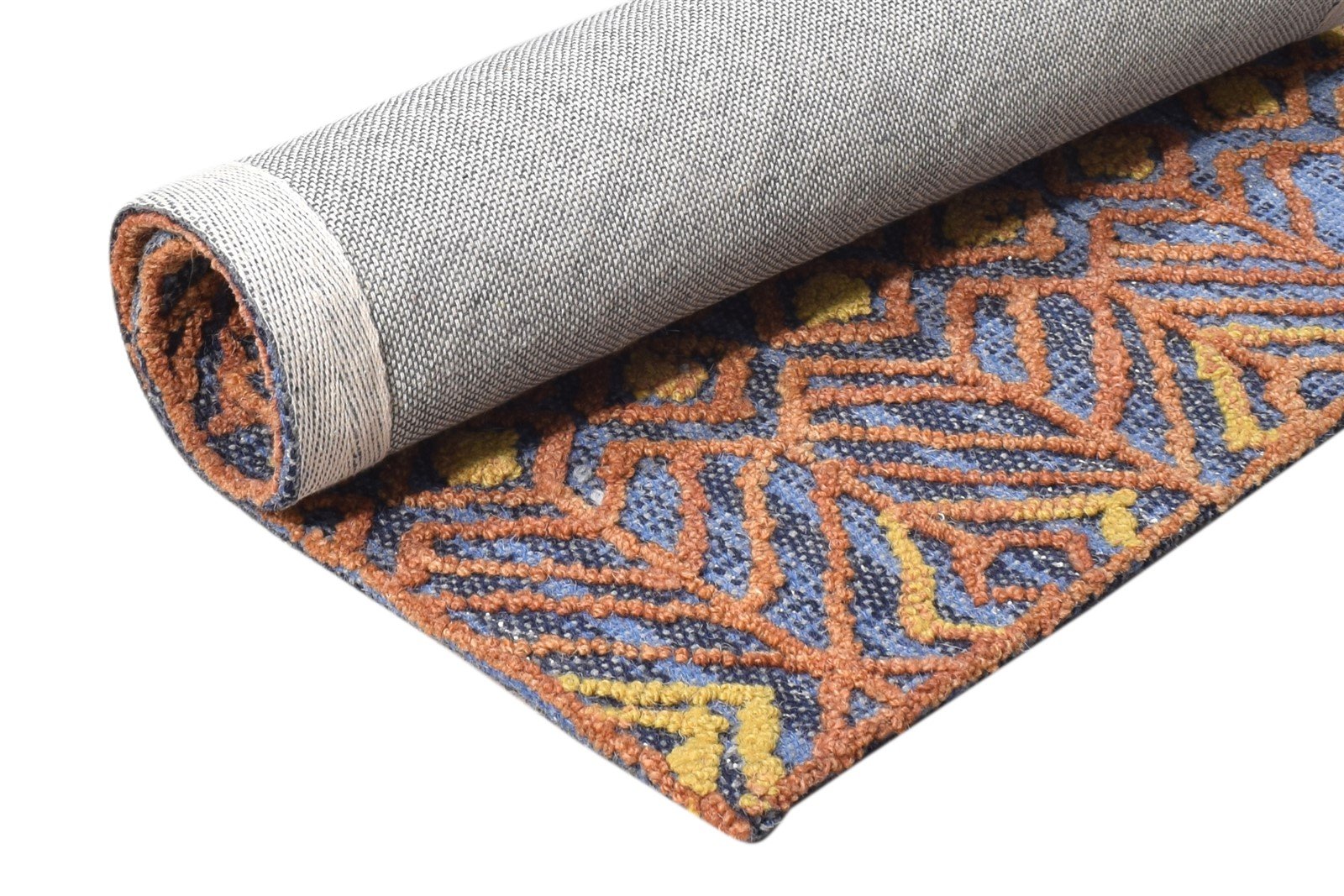 Blue Wool Rug 2' X 3' Modern Hand Tufted Scandinavian Nordic Small Carpet 7865179963541