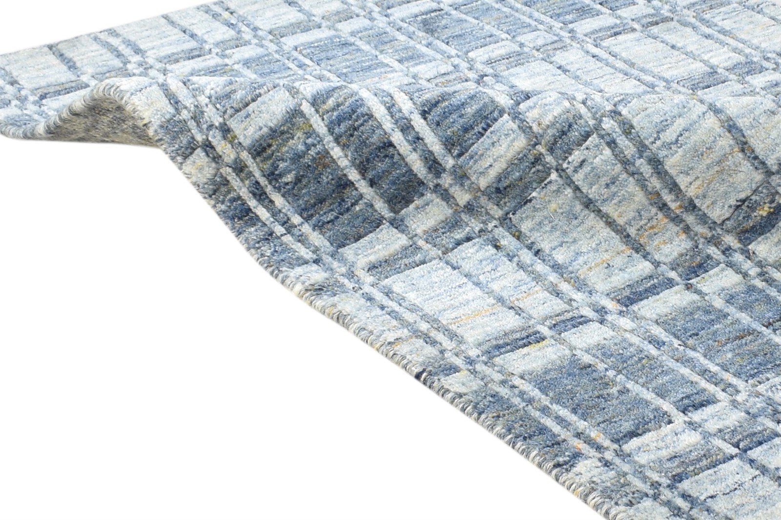 Blue Wool Rug 2' X 3' Modern Handloom Moroccan Modern Small Carpet 7865136054421