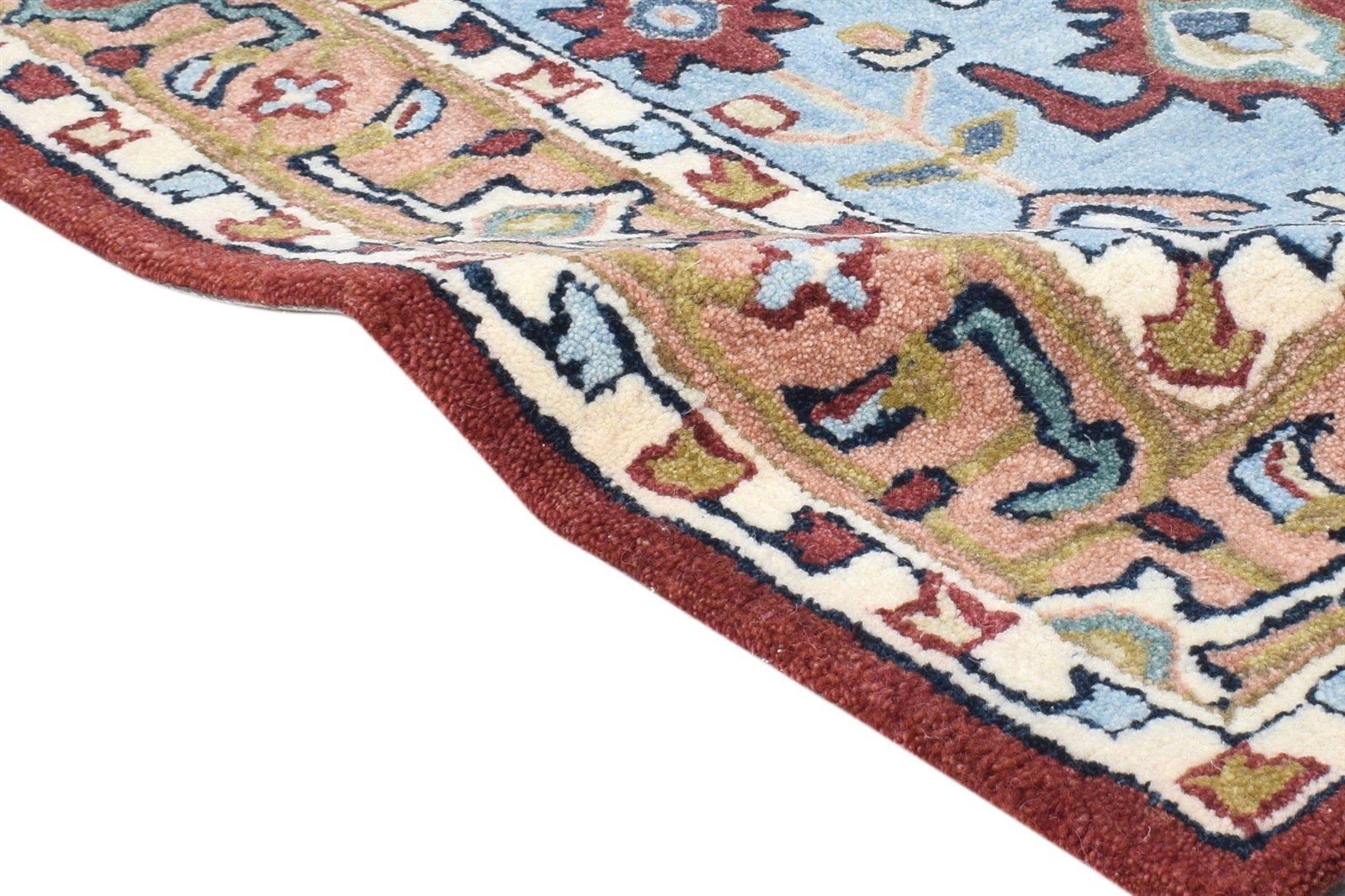 Blue Wool Rug 2' X 3' Persian Hand Tufted Heriz-Indian Oriental Small Carpet 7865179668629