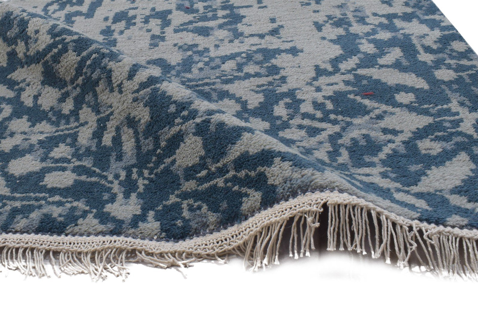 Rafaelia Blue Wool Rug 3' X 10' Modern Hand Knotted Bohemian Abstract Runner 7864314986645