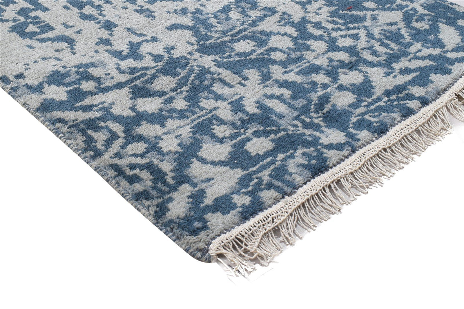 Rafaelia Blue Wool Rug 3' X 10' Modern Hand Knotted Bohemian Abstract Runner 7864314986645