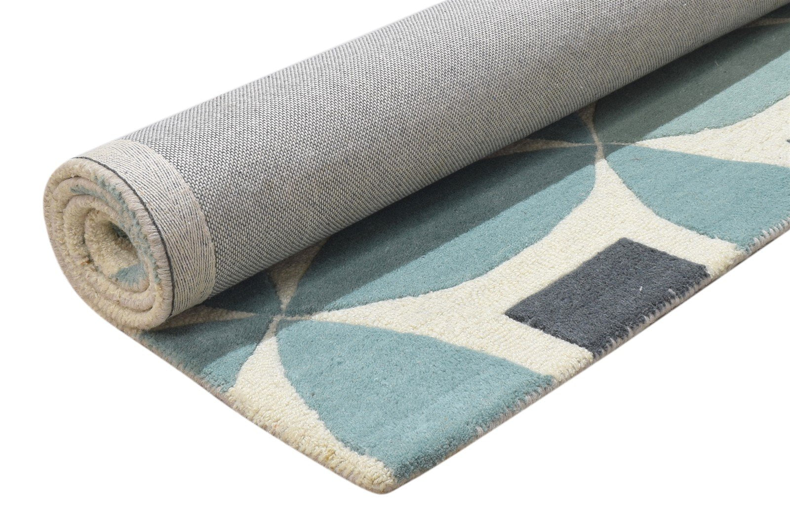 Blue Wool Rug 3' X 5' Modern Hand Tufted Moroccan Geometric Room Size Carpet 7864306335893