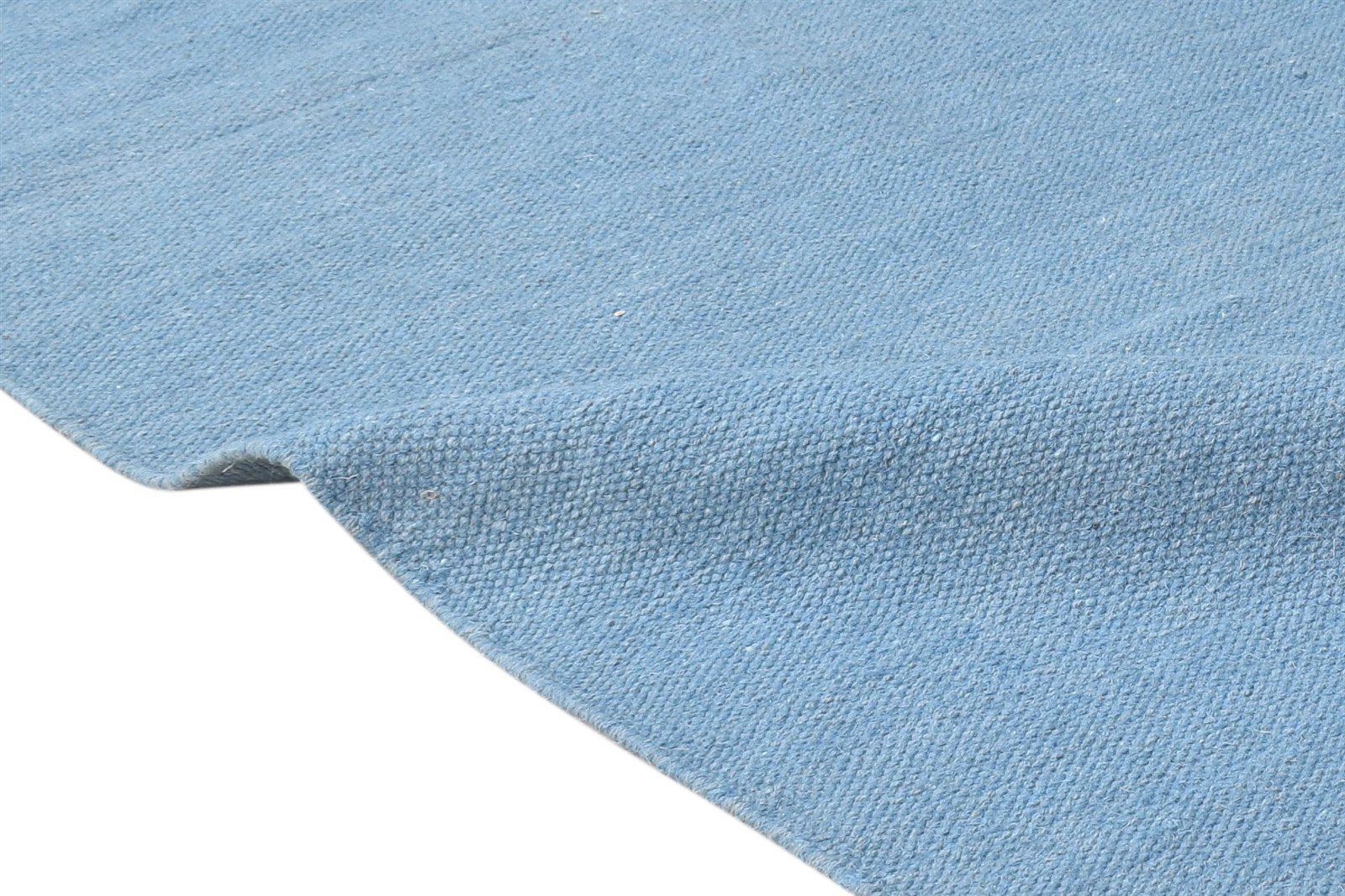 Blue Wool Rug 3' X 6' Modern Dhurrie Scandinavian Solid Small Carpet 7865169805461