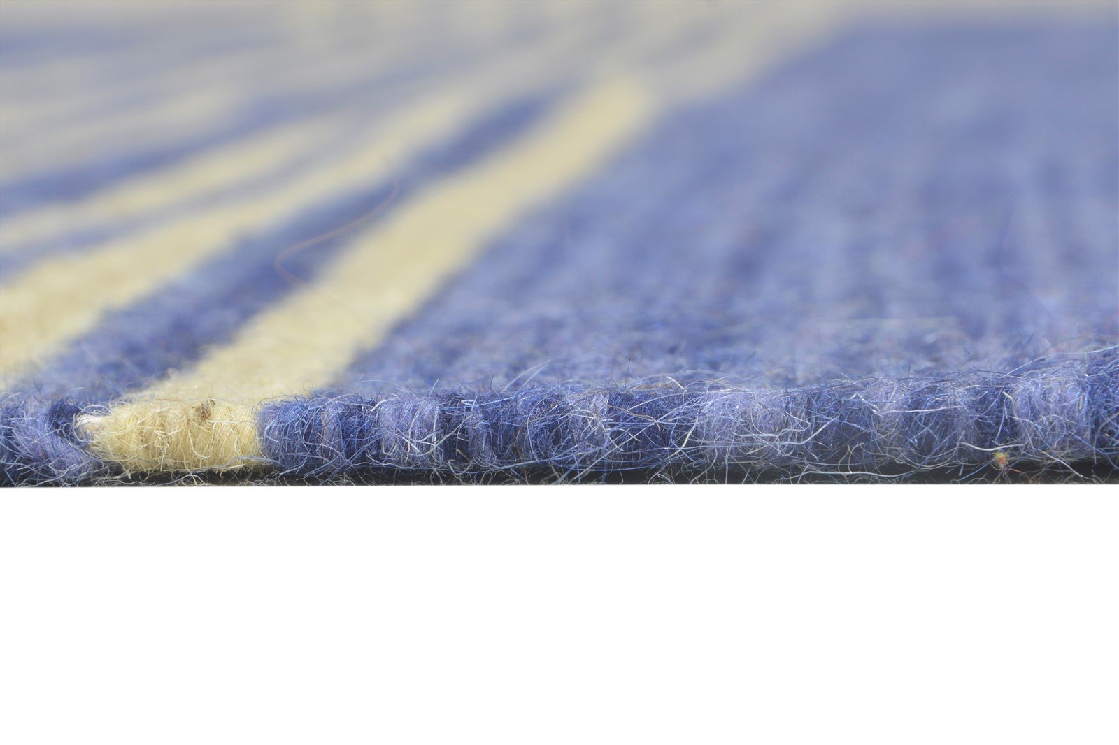 Adel Blue Wool Rug 4' X 6' Modern Dhurrie Bohemian Striped 7865000951957