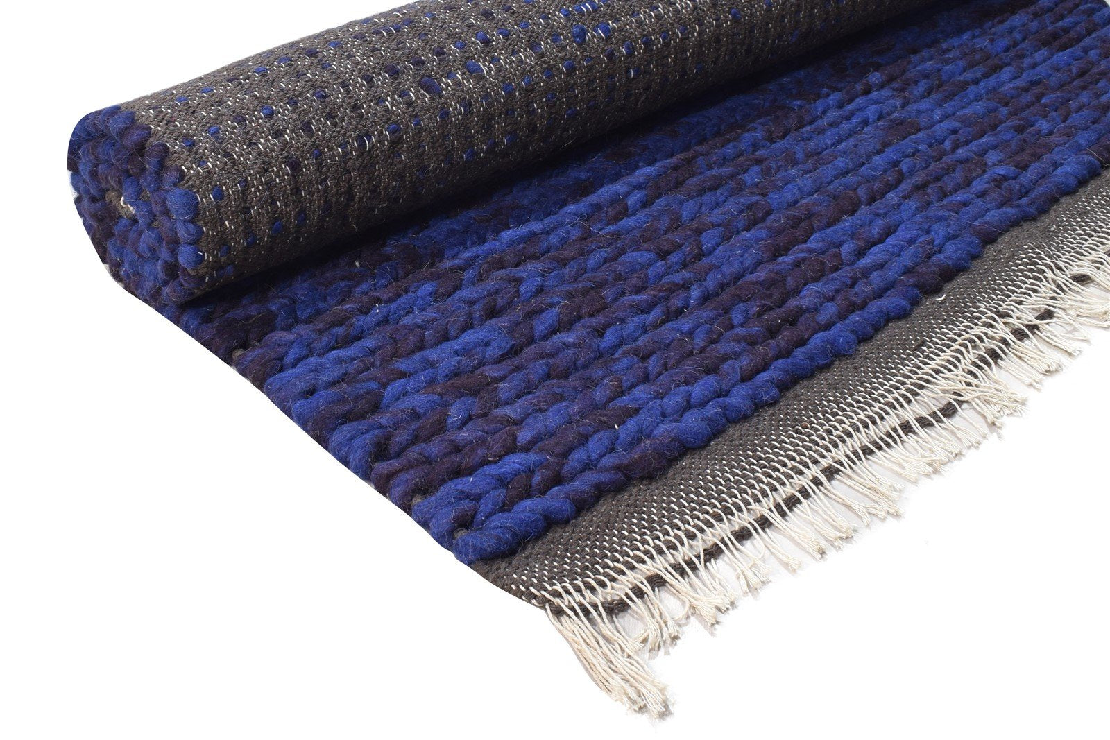 Fiona Blue Wool Rug 4' X 6' Modern Hand Woven Bohemian Abstract 7865072681109