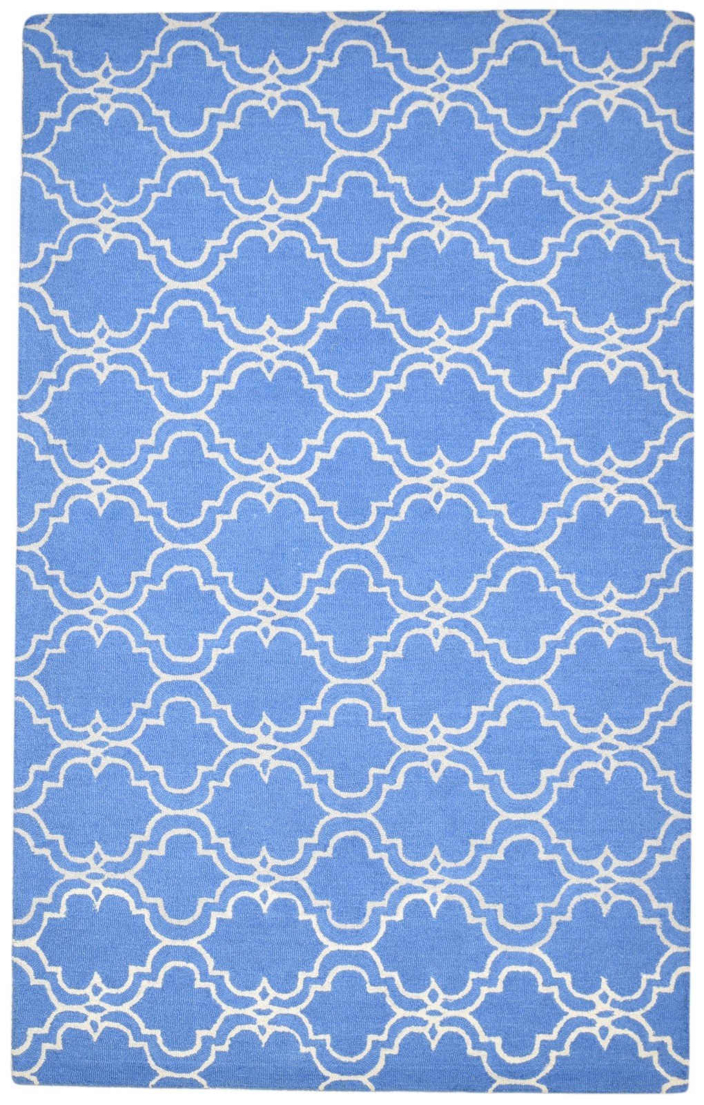 Blue Wool Rug 5' X 8' Modern Hand Tufted Moroccan Trellis Room Size Carpet 7864288346261