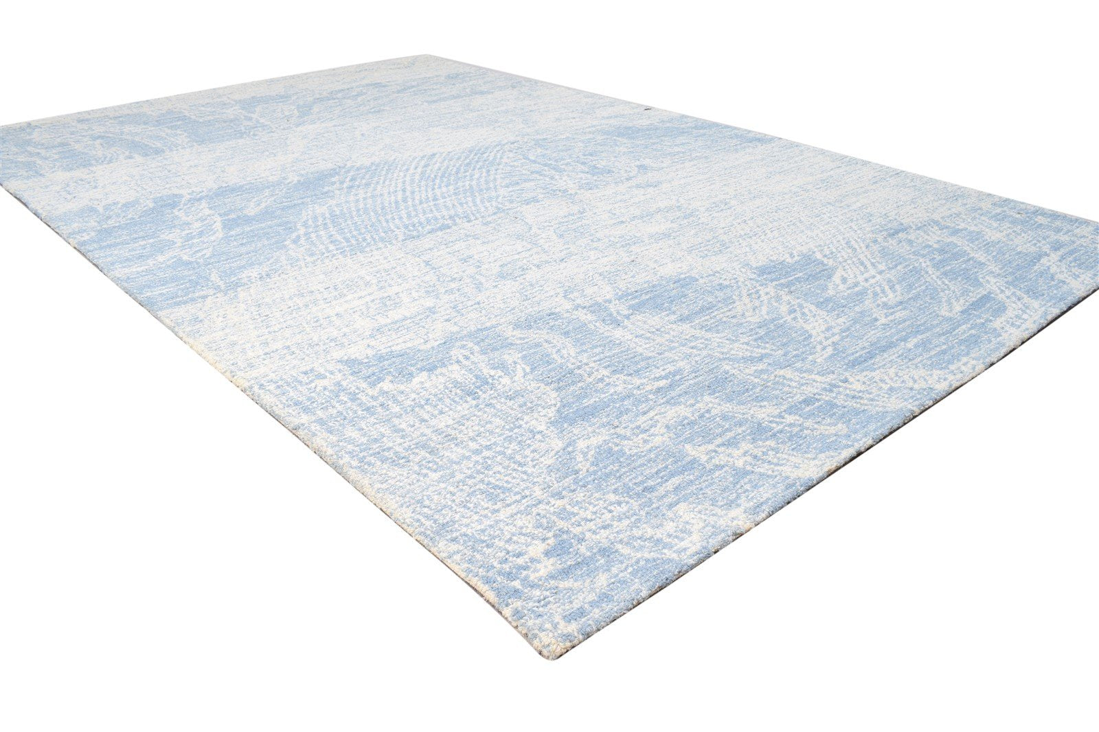 Blue Wool Rug 5' X 8' Modern Hand Tufted Scandinavian Abstract Room Size Carpet 7865112494229