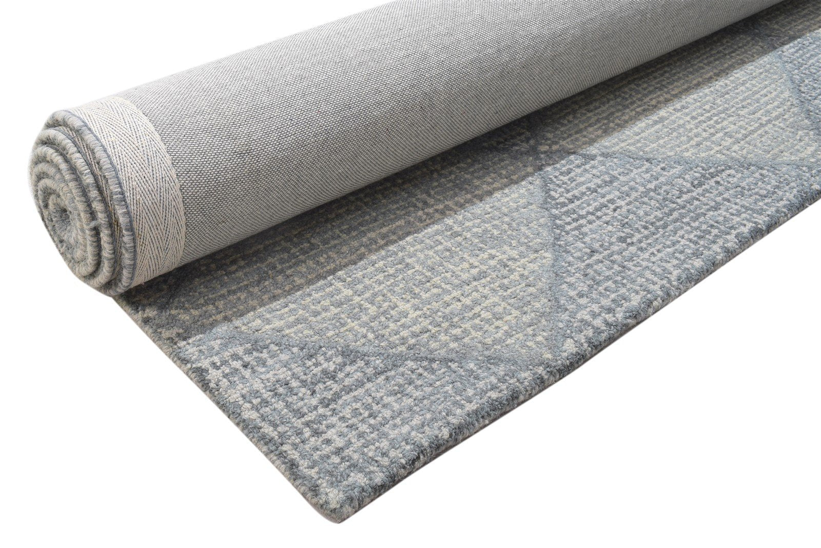 Blue Wool Rug 5' X 8' Modern Hand Tufted Scandinavian Diamond Room Size Carpet 7864096522389