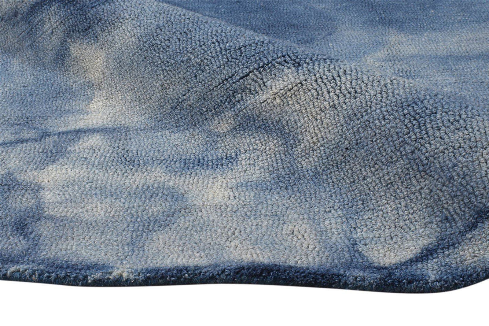Blue Wool Rug 5' X 8' Modern Hand Tufted Shibori Tie Dye Room Size Carpet 7865203064981