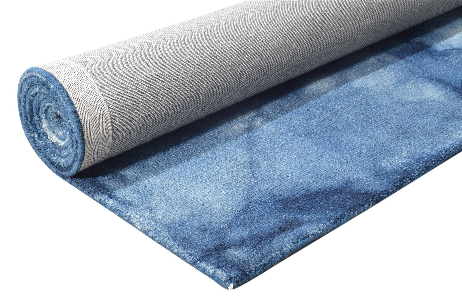 Blue Wool Rug 5' X 8' Modern Hand Tufted Shibori Tie Dye Room Size Carpet 7865203687573