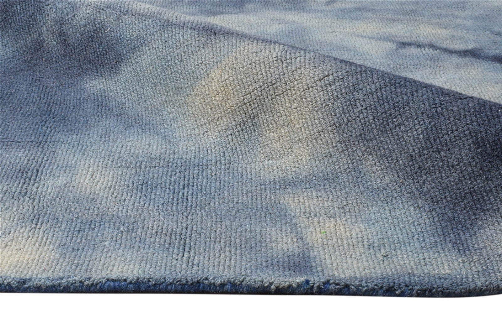 Blue Wool Rug 5' X 8' Modern Hand Tufted Shibori Tie Dye Room Size Carpet 7865205358741
