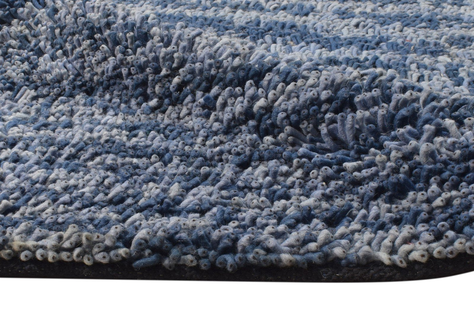 Blue Wool Rug 5' X 8' Shag Hand Knotted Scandinavian Abstract Room Size Carpet 7865244221589
