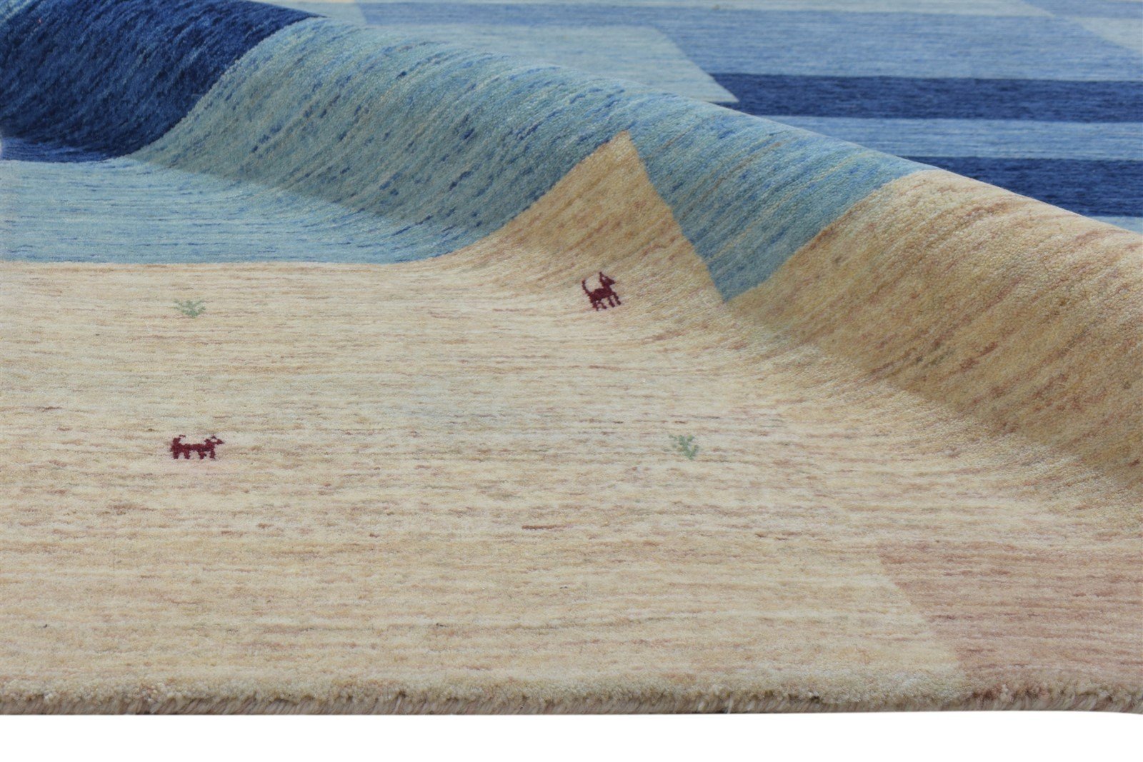 Blue Wool Rug 6' X 8' Persian Hand Woven Gabbeh Southwestern Room Size Carpet 7864180670613