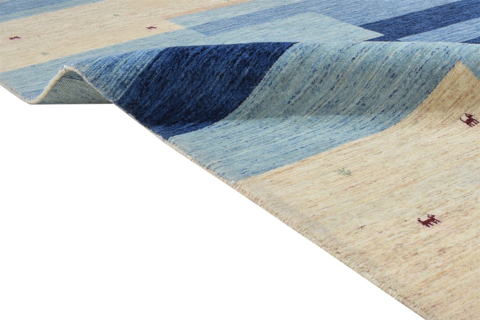 Blue Wool Rug 6' X 8' Persian Hand Woven Gabbeh Southwestern Room Size Carpet 7864180670613
