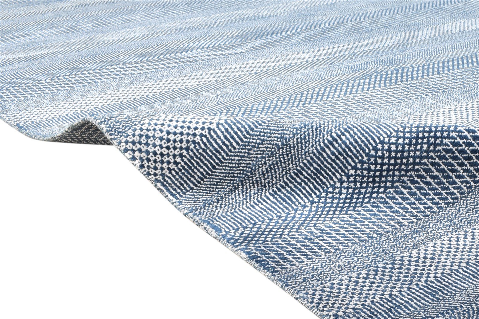 Guinna Blue Wool Rug 8' X 10' Modern Hand Knotted Agra Grass Trellis 7864596856981